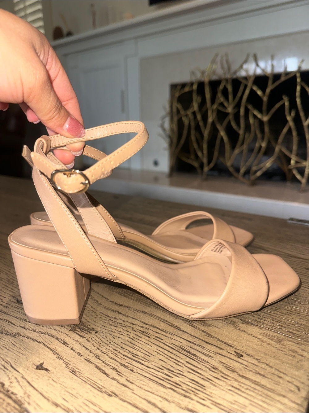 a new day Blush Ankle-Strap Block Heel Sandals